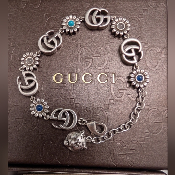 Gucci Jewelry - Gucci Double G Logo with Flowers and Tiger's Head Bracelet